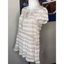 Womens Tunic Top Beige Cream Over Shirt Small Top En Creme 