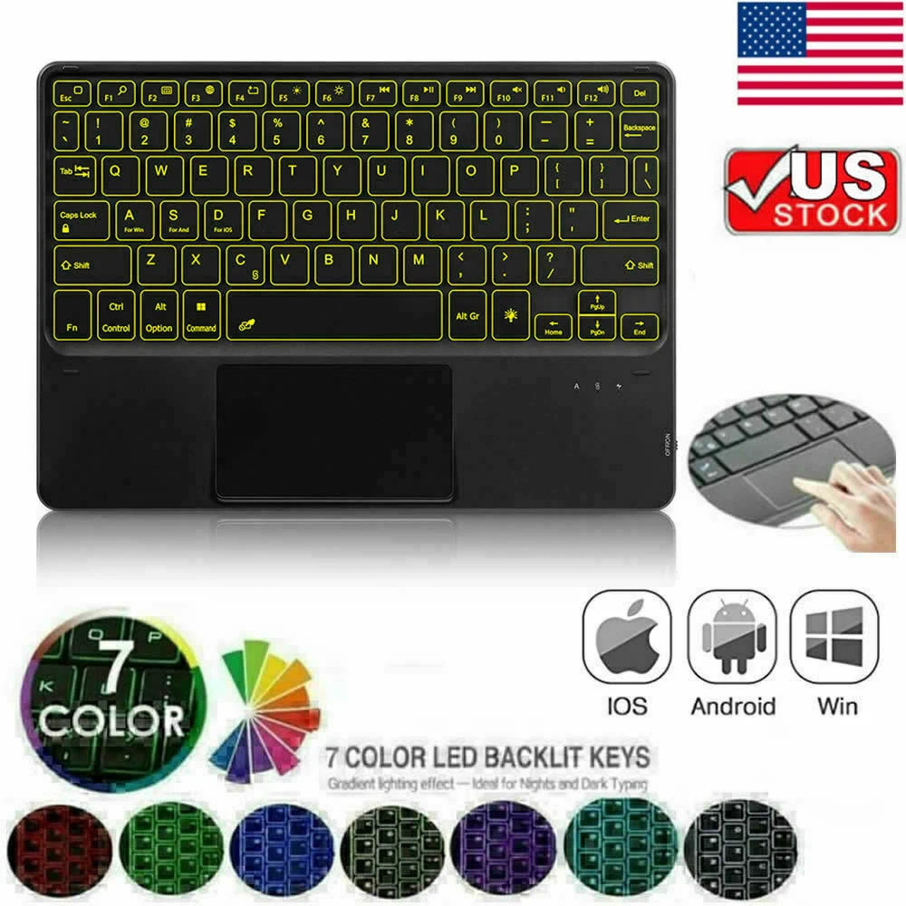 På hovedet af badning Erkende Backlit Bluetooth Keyboard with Touchpad Mouse for Android IOS Tablet iPad+Stand | eBay På hovedet af badning Erkende Backlit Bluetooth Keyboard with Touchpad Mouse for Android IOS Tablet iPad+Stand | eBay