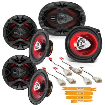 BOSS Audio Bundle Front Rear Door Tailgate Speakers for 2010-2022 Toyota 4Runner