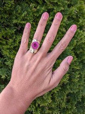 Artisan Handmade In Morocco Adjustable Pink Geode Wide Band Gold Ring Size 9.25