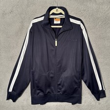 AND1 Full Zip Embroidered Basketball Mock Neck Striped Jacket Men's L Blue