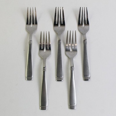 Menge Of 5 Cambridge Silver Metro-Sand Muster Salat Gabeln Ss 6.75 '' Selten Htf