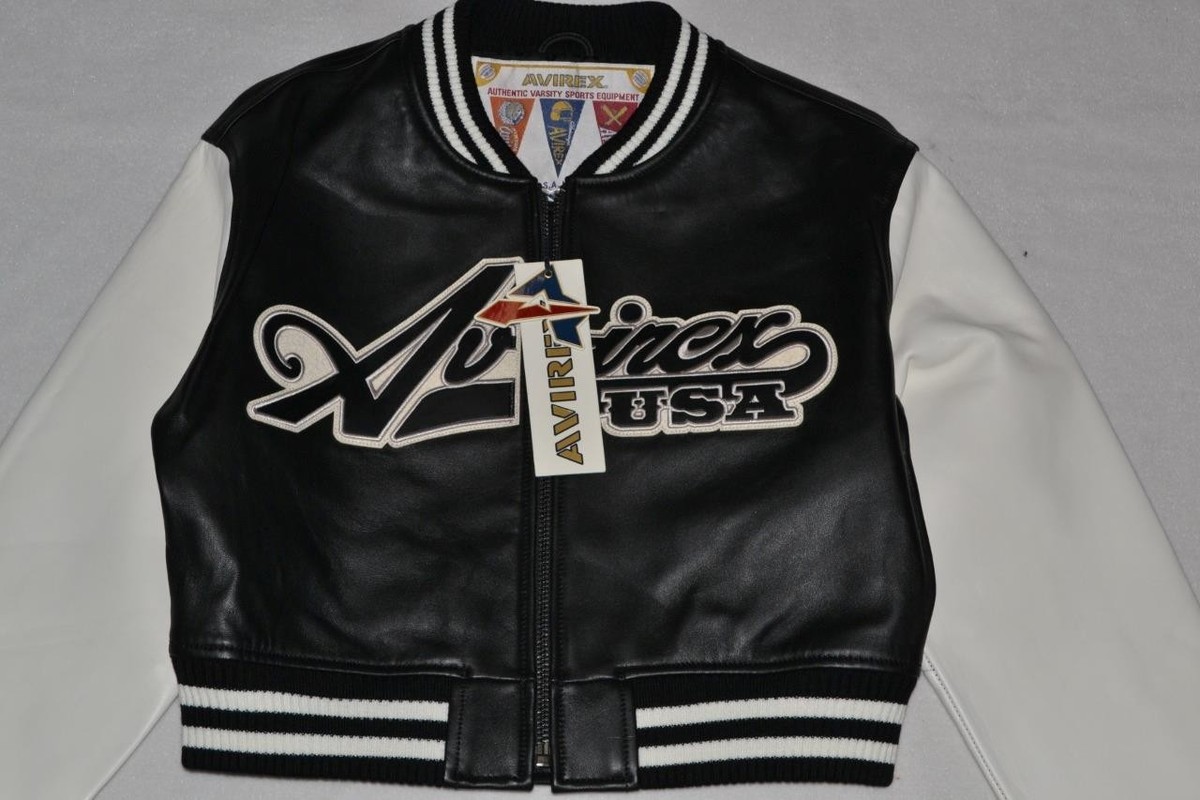 AUTHENTIC AVIREX WOMEN'S CROPPED SCRIPT JACKET BLACK BRAND NEW ALL