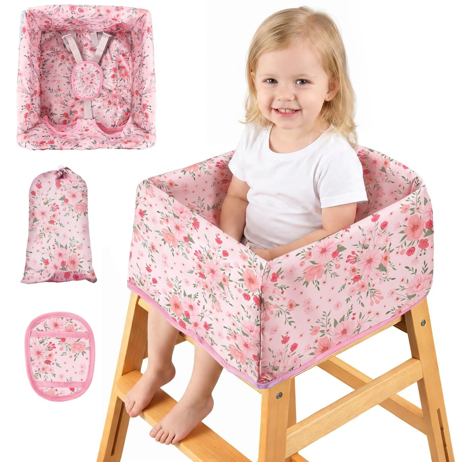 High Chair Cover for Restaurant, Portable Highchair Seat Covers with 3-Point ...