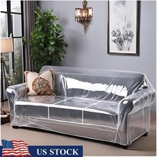 Heavy Duty Clear Plastic Couch Cover Waterproof Stain Resistant Sofa Protector