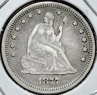 1877-S Seated Liberty Quarter 25c Extremely Fine XF Coin