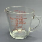Pyrex Measuring Cup 508  1 Cup Red Lettering Closed D Handle USA Vintage - oz mL