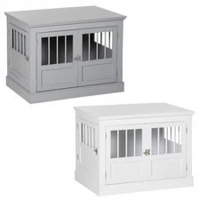 PawHut Wooden Dog Crate Furniture Indoor Pet Cage W/ Magnetic Doors