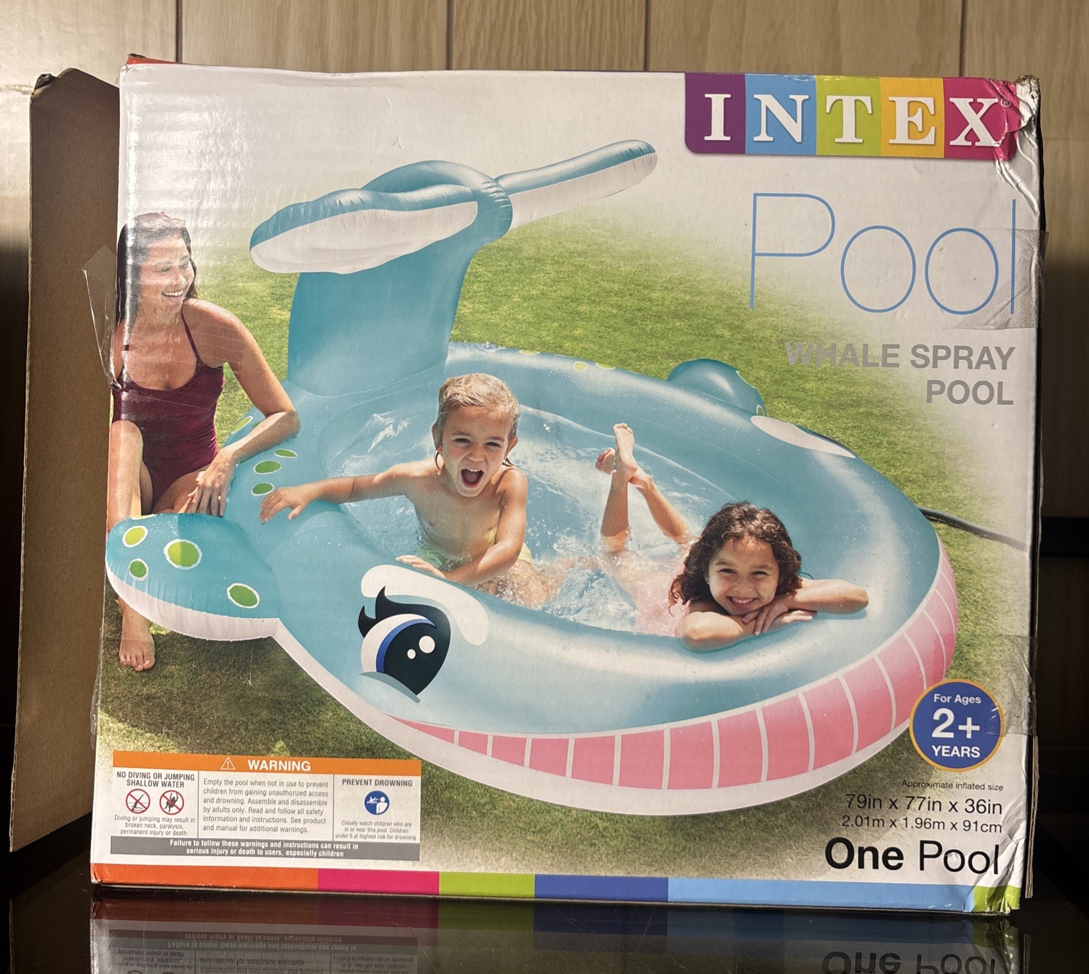 Intex Whale Spray 57440EP Inflatable Kid Pool - 79" x 77" x 