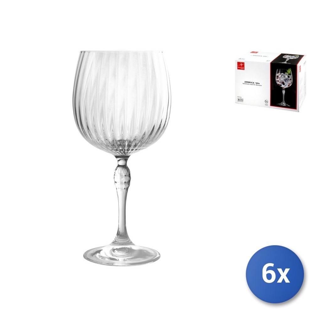 6x Clear Glass Gintonic Calice CL75 America'20 Bormioli Rocco