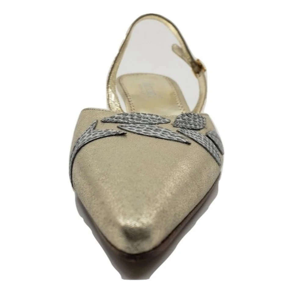 1313 Stella Lizard Platino Argento Leather Versani Slingback Pumps - Image 3 of 4