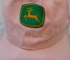 John Deere Pink, with an Embroidered Gold On Green Logo. Cap Hat. H L Adjustable