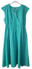 NWT Talbots Extended Shoulder Fit&Flare Dress Dobby Stripe Blue Women's Plus 18
