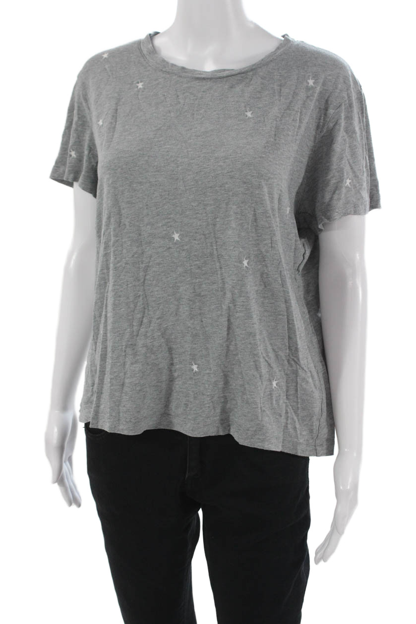 Rails Womens Basic Star Gray Round Neck Short Sle… - image 2