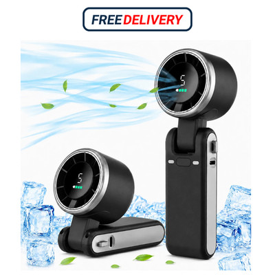 Portable Handheld Turbo Fan, 5-Speed Rechargeable Mini Fan with LED Display