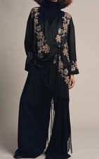 Zara Kimono Jacke GR XS - S Mit Blumen Stickerei Und  Fransen
