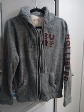 Hollister Co California Men's Light Grey Hoodie Full Zip Size S