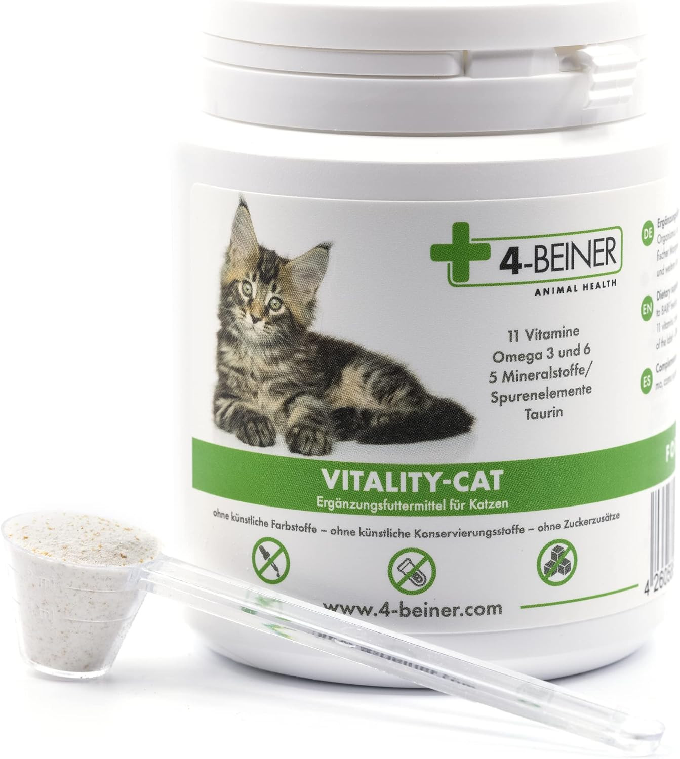 4-BEINER VITALITY-CAT, 11 Vitamine per Gatti Più Omega 3, Omega 6, Zinco, Seleni