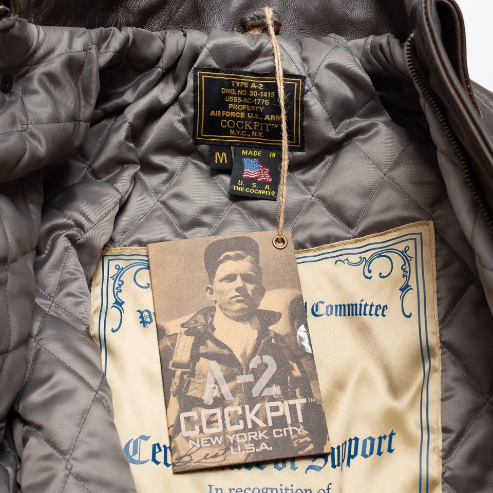 Chaqueta de vuelo para mujer Cockpit EE. UU. WASP A-2 talla M marrón piel de cordero cuero bombardero Foto 3 de 4
