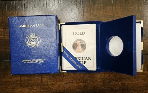 1987 Gold $25 1/2oz American Eagle Proof Box & COA | No Coins