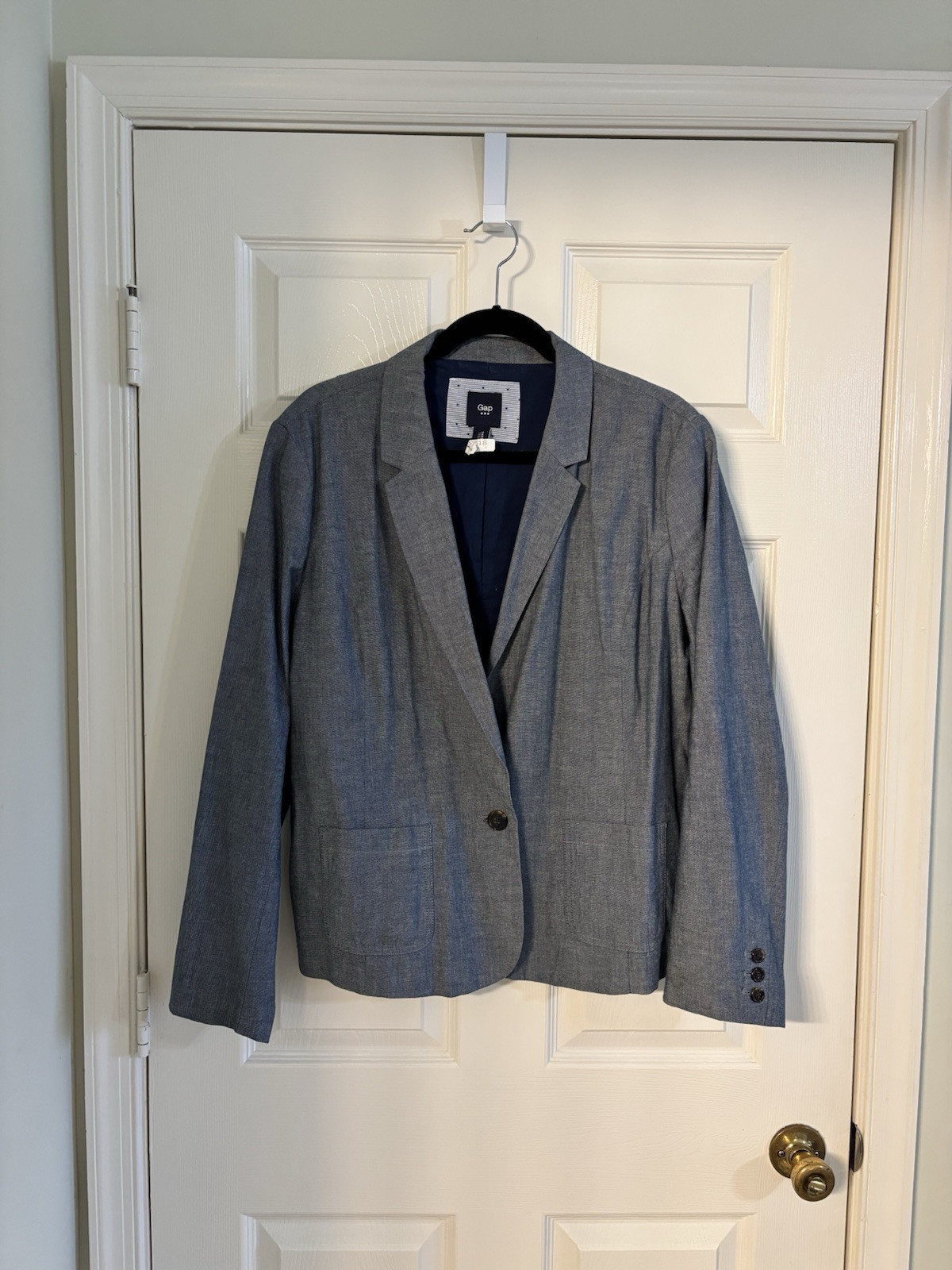 Gap Blue Chambray Blazer One Button Two Pockets W… - image 1