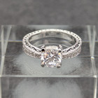 PAJ 925 Sterling Silver Ring, 7mm 1.5 Ct White CZ, Filigree and Milgrain, Size 7 — photo 2