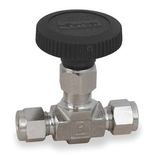 Parker 6A-V6lr-Ss Needle Valve, Straight, 316 Ss, 3/8 In.