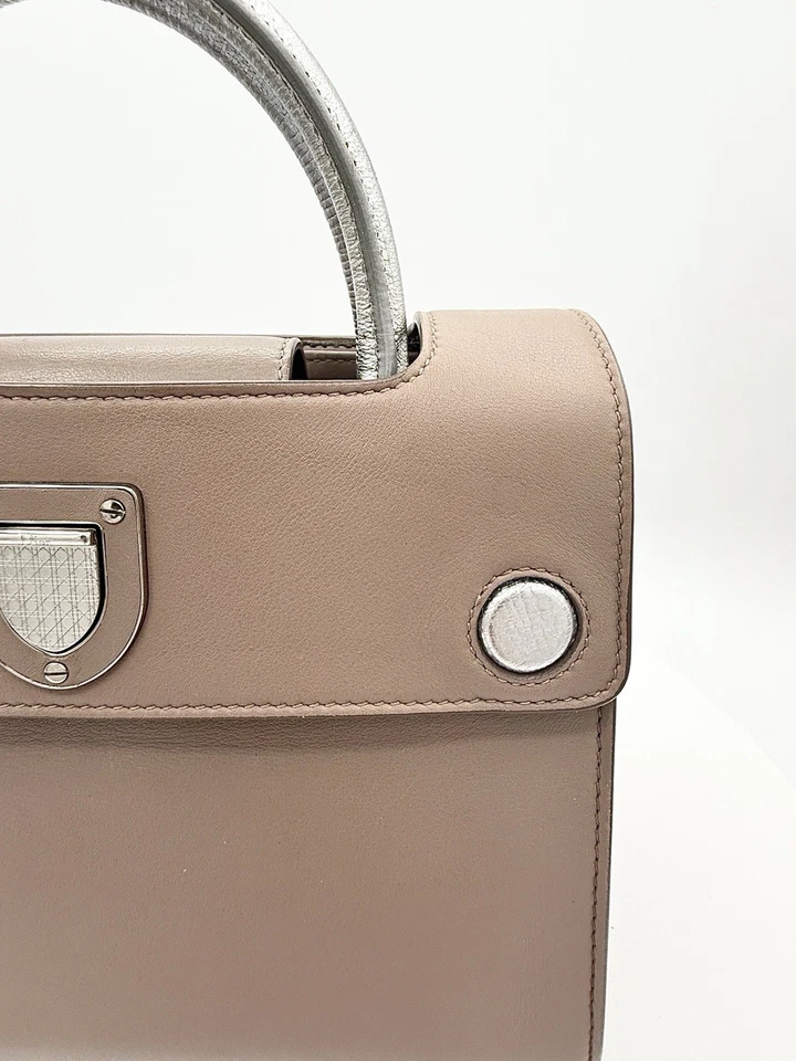 CHRISTIAN DIOR Diorever Mini Shoulder Handbag Taupe/Khaki/Beige Silver Leather - Image 4 of 4