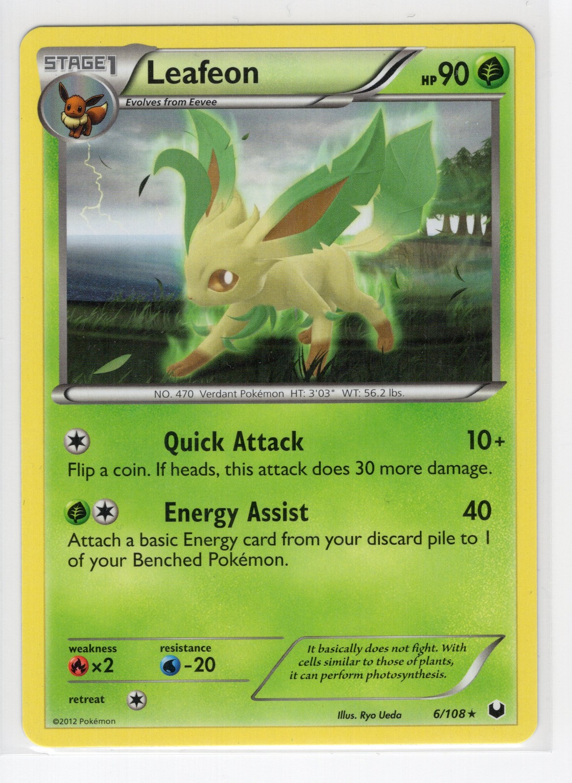 Leafeon Rare Dark Explorers DEX Grass  6/108  LP