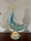 Vintage Murano Art Bollicine Glass Italian Alfredo Barbini Koi Fish 16" Tall MCM