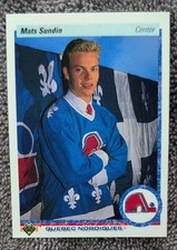 1990-91 Upper Deck Hockey Card Mats Sundin Rookie Quebec Nordiques #365. rookie card picture