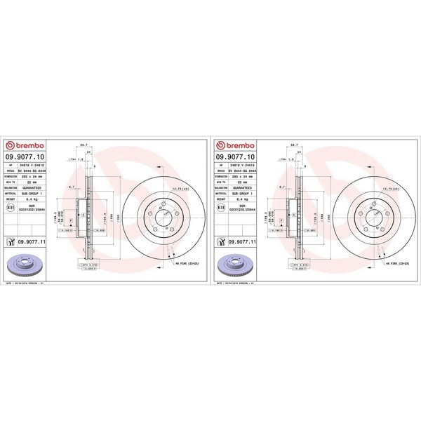 2X Brembo Bremsscheiben 293Mm InnenbelÜFtet Vorne | 09.9077.11-image