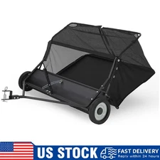 Tow-Behind Lawn Sweeper 50-inch Leaf & Grass Yard Collector 26 Cu.ft. Adjustable