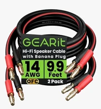 Gearit 14 AWG Speaker Cable with Banana Plugs 14Ga Banana Wire for Bi-Wire Bi-Am