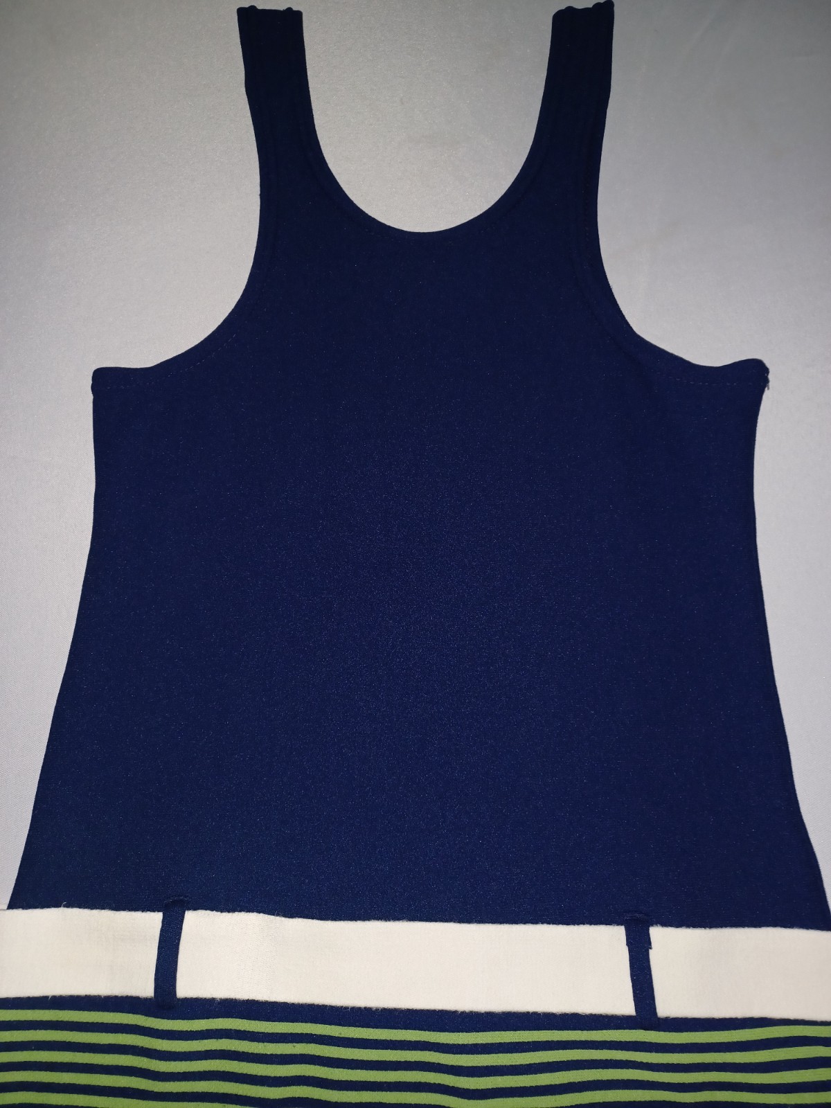 Vintage Men's Puritan 1950's Blue Green White 100% Nylon Full Body Bathing Suit