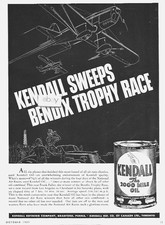 KENDALL OIL COMPANY 1937 BRADFORD BENDIX TROPHY RACE FRANK FULLER AD
