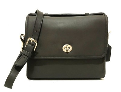 RARE Coach Vtg Classic Dark Gray Leather Sm Messenger Court Brief