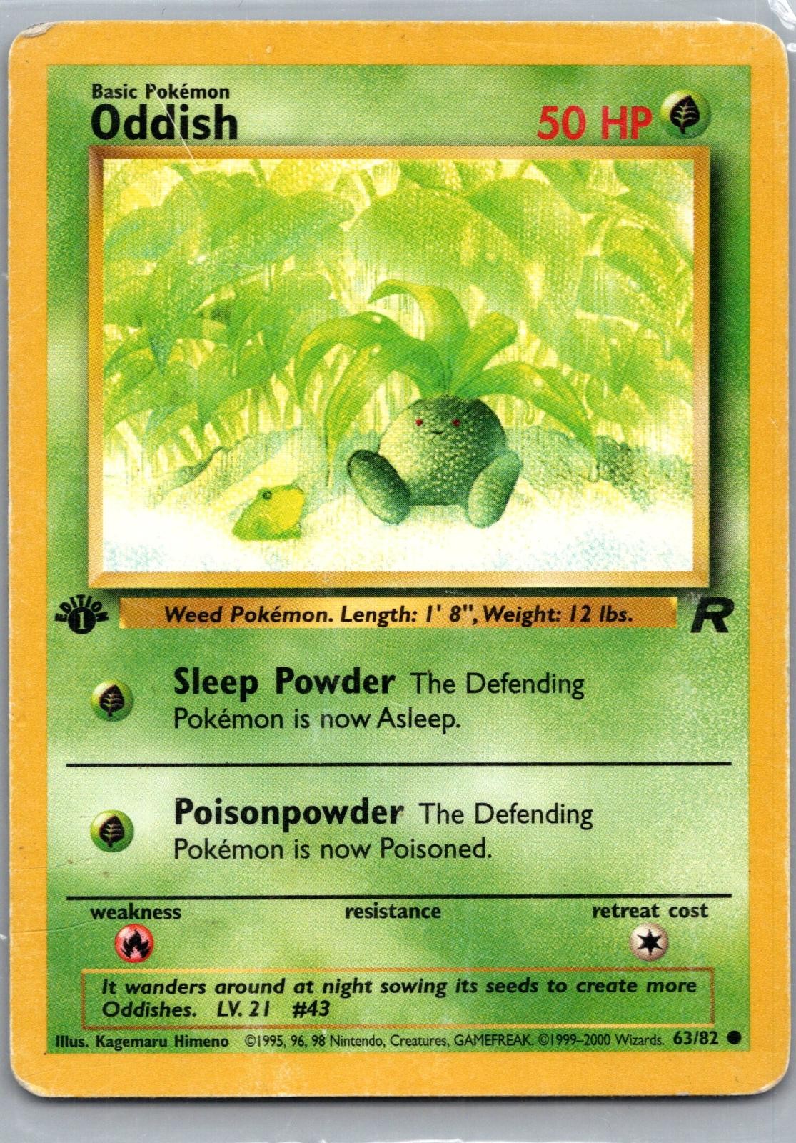 Oddish 63/82 Team Rocket Pokemon TCG 1st Edition C DMG