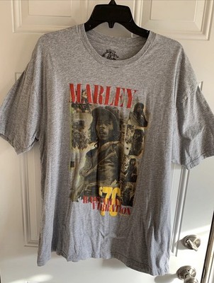Bob Marley Catch A Fire T Shirt 2X Gray Sleeve Graphic Tee Rastaman Vibration