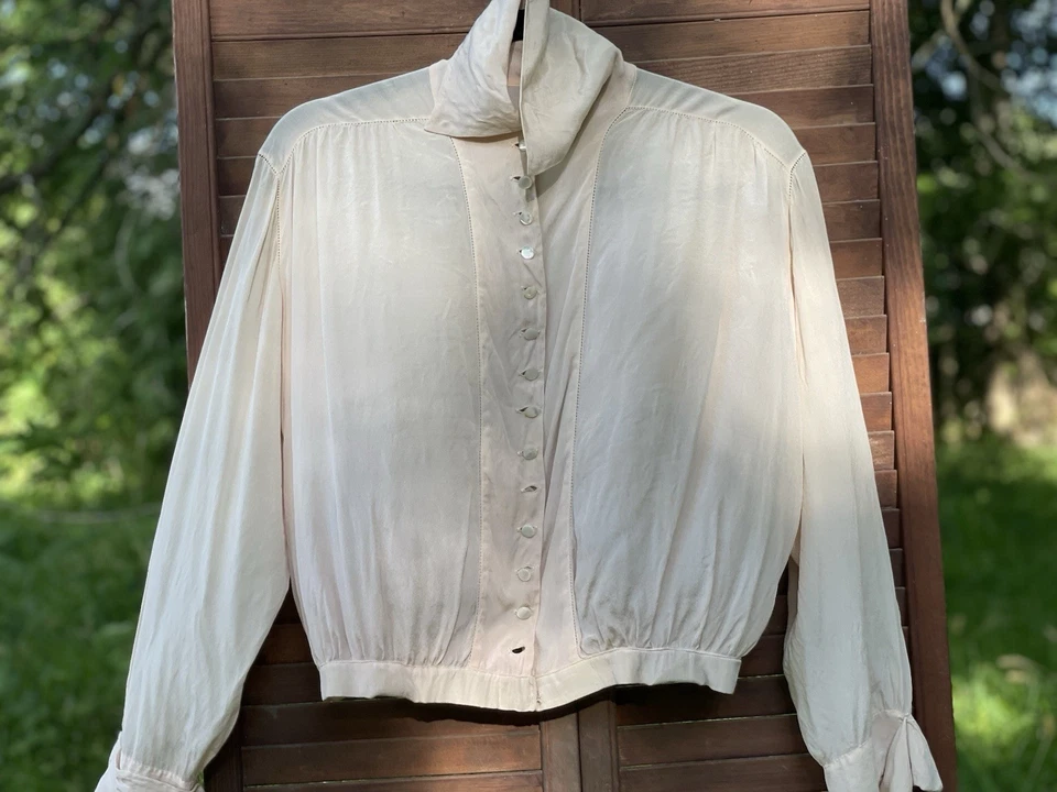 Antique Edwardian Pearl Pink Silk Blouse C. 1910 Ferguson Co. Chicago SZ S-M Exc - Image 4 of 4