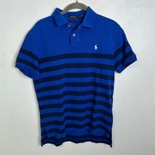 Polo Ralph Lauren Mens Custom Fit Striped Polo Shirt Blue Navy Pony Logo M