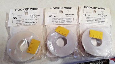 Hookup Wire 22 AWG Solid Rated 300v 80 degrees C 1/64 PVC - 3 Packs (AA-936