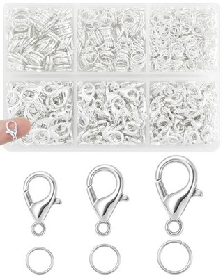 FIVEIZERO 900 Silver Lobster Clasps, Jump Rings Kit for DIY Jewelry Making.