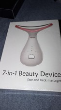 7-in-1 Beauty Device Facial Massager Face/Neck Rechargeable USB White/Red 602030