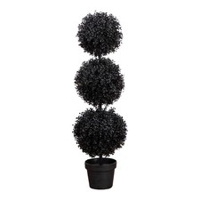 3' UV Resistant Artificial Halloween Black Triple Ball Boxwood Topiary