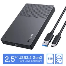 Inateck USB 3.2 Gen 2 Hard Drive Enclosure For 2.5" SSD HDD 6Gbps UASP Supported