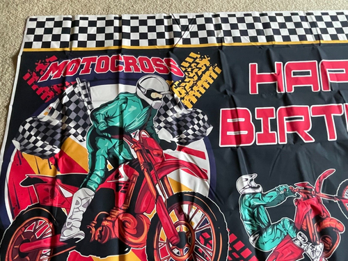 Dirt Bike Motocross Happy Birthday 7x5 Ft Backdrop Banner Party Supplies - Picture 4 of 8