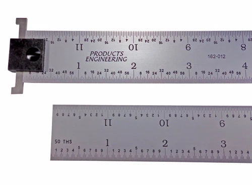 Rigid Satin Machinist Ruler 12" Hook Rule USA PEC 16R 1/50, 1/100,1/32, 1/64