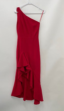 True Violet ASOS Women's 4 One Shoulder Ruffle Midi Dress Red One Shoulder NWT