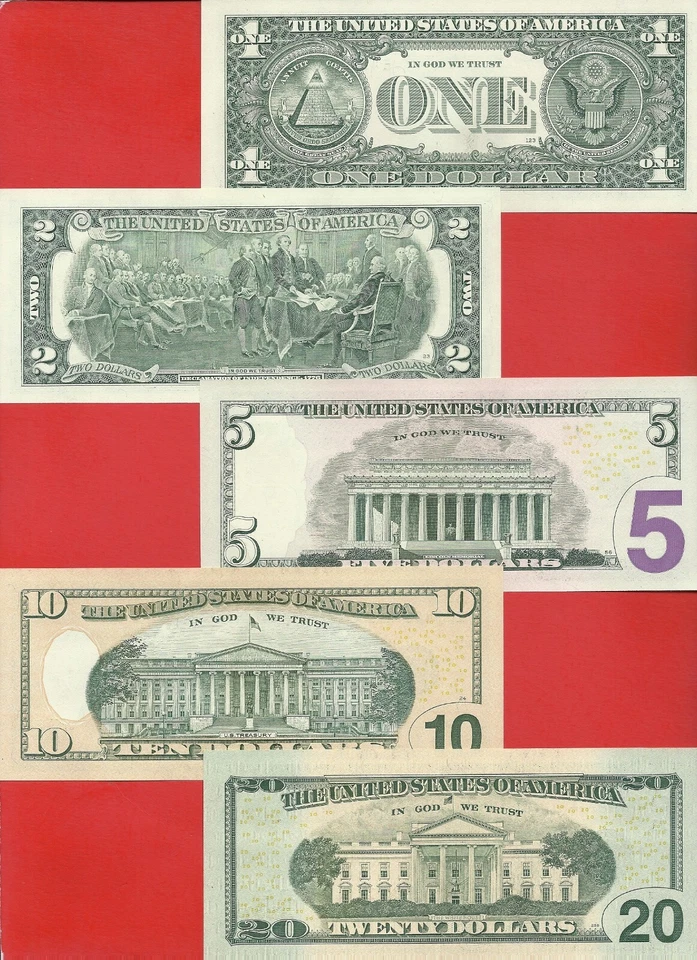 USA FRN 2006 $1 $2 $5 $10 $20 Uncirculated Set of 5 - Image 2 of 2
